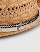 Wheat woven paper hat with fringed braid -4