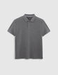 Men's graphite knit polo with weave effect-6