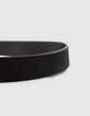 Women's black suede belt with engraved python buckle-2