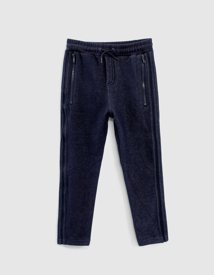 Boys’ navy joggers with 2 long zips down sides-1