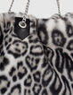 Women’s black and white leopard faux fur tote bag-3