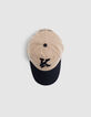 Boy’s camel cap with embroidered bouclette lightning-K-5