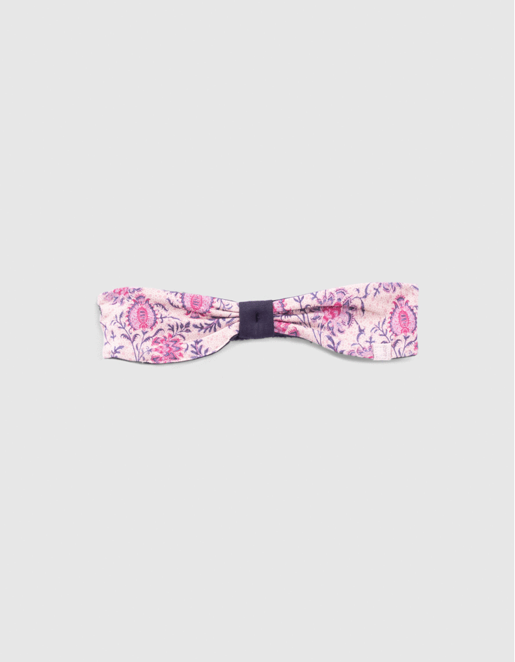Baby girls’ navy/pink print reversible headband-1