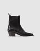 Boots santiags noires cuir détail chevron Femme-1