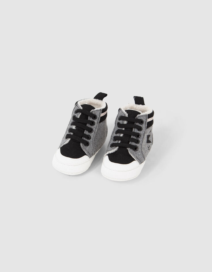 Sneakers grijs en zwart twee materialen babyjongens-2
