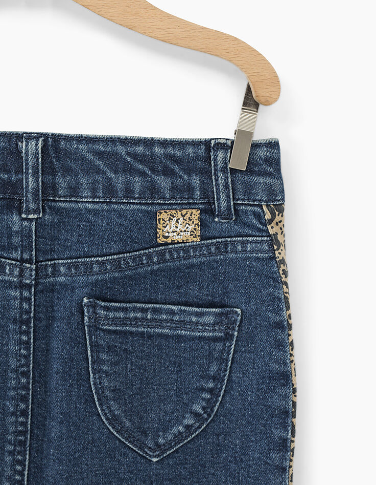 Rok in stone blue jeans met luipaardprint voor meisjes-4