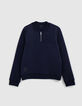 Boy's navy teddy-neck sweatshirt-2