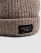 Boy's camel knitted hat with chunky ribbing-4