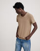 Beige T-shirt De Essential biokatoen V-hals Heren-2