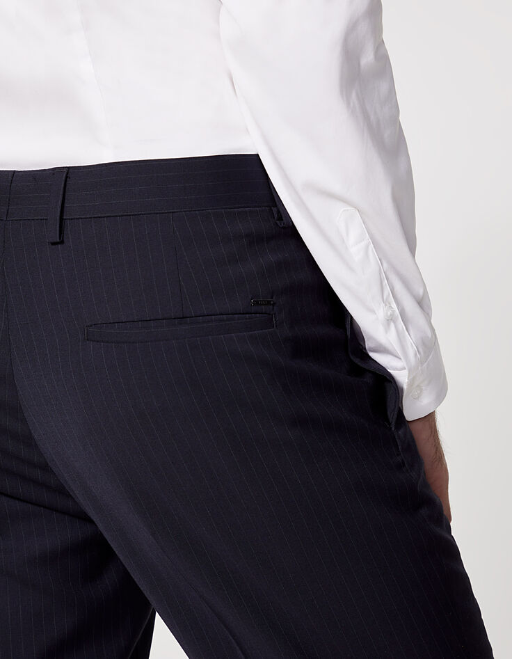 Men’s navy fine-stripe CROPPED suit trousers-6
