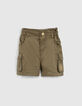 Kaki battleshort in Lenzing™ Tencel Lyocell™meisjes-1