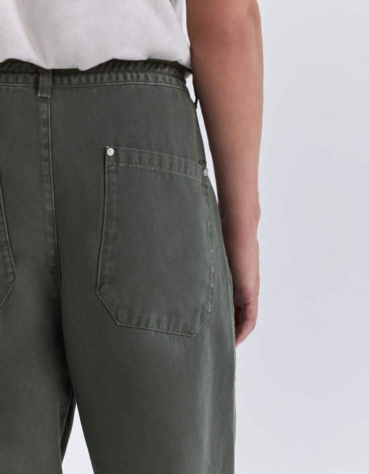 Khaki CROP-Herrenhose im Baggy-Schnitt-4