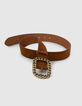 Women’s sand suede curb-chain style belt-5