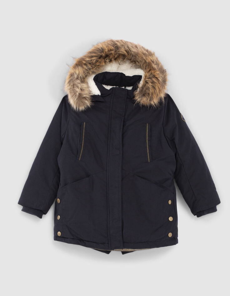 2-in-1 parka navy gouden pufferjas meisjes-1