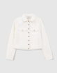 Women's off-white denim jacket with braid design-6