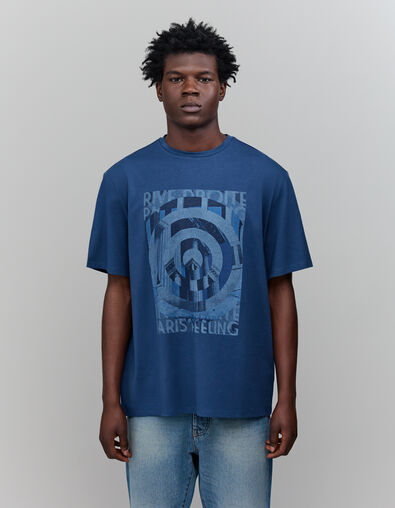 T-shirt cobalt visuel graphique Homme - IKKS