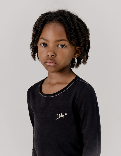 Camiseta negra Essentiels bordado IKKS niña - IKKS