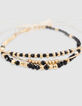 Yellow metal bracelets with black and gold beads for girls-3