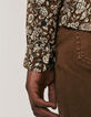 Tabakbraunes Herrenhemd im SLIM-Fit mit Blumenprint-5
