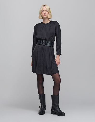 Black leather herringbone quilted dress belt 1440 Woman - IKKS