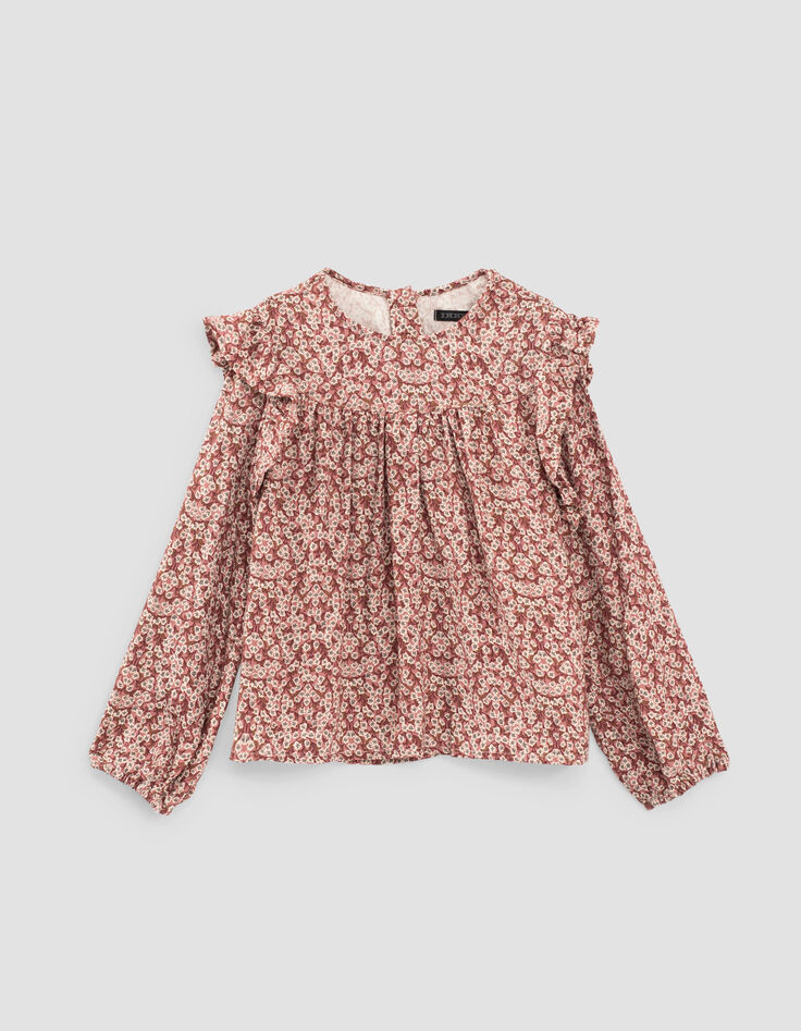 Girls’ rosewood blurry floral print blouse-1