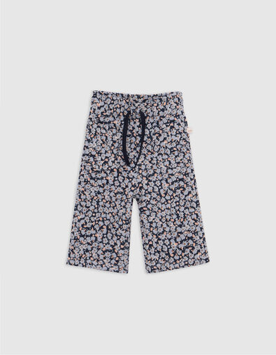 Pantalon marine coton bio fleurs lavande bébé fille - IKKS