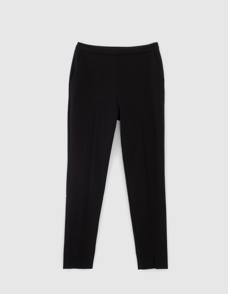 Pantalon slim en twill noir fente devant femme-6