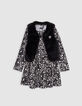 Girl's 2-in-1 black rock floral dress and soft gilet-3