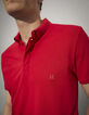 Men’s red mixed fabric SLIM polo shirt-4
