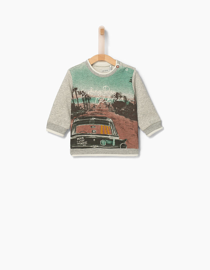 Baby boys’ grey sweatshirt+California embroidery-2