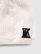 Girls’ off-white lurex knit beanie with pompom-4