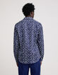 Men's SLIM navy polka dot print shirt-3