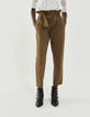 Khaki Bootcut-Damenhose mit hohem Bund-1