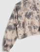 Sudadera cropped blanco y negro tie and dye niña-5