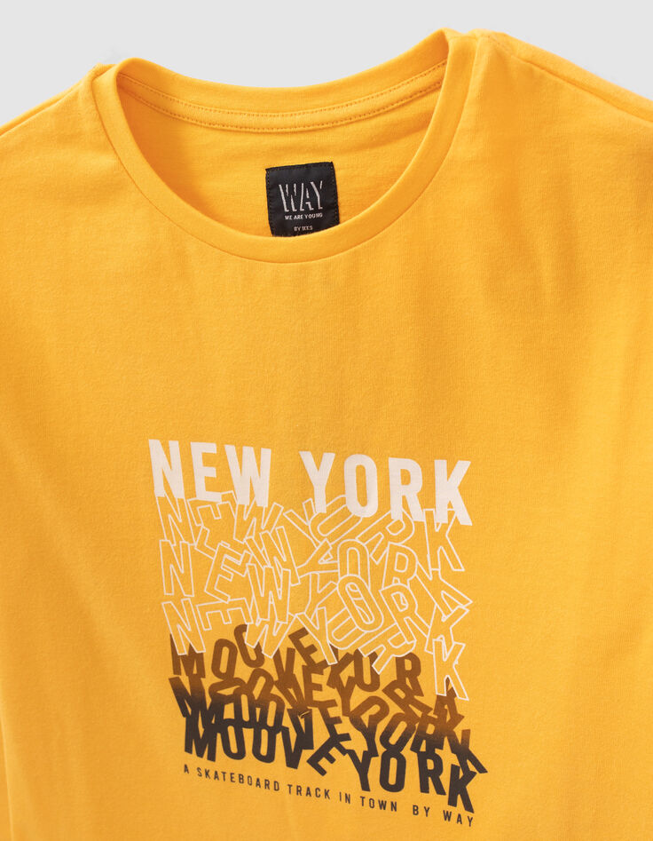 Gelbes Jungenshirt aus Biobaumwolle mit Schriftzügen-2
