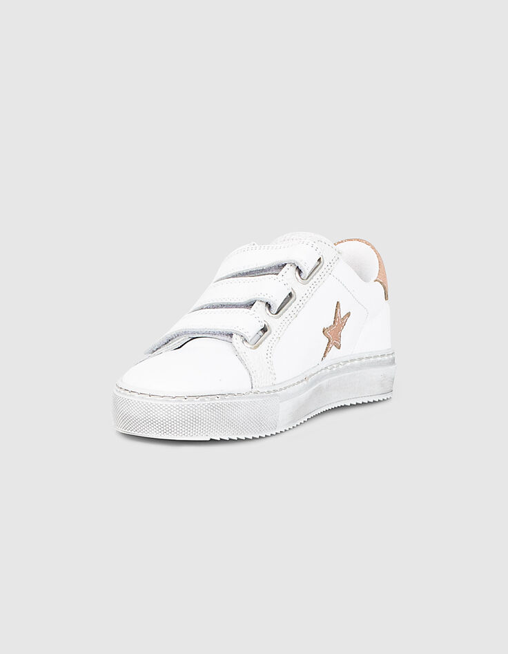 Girls’ white trainers with a pink star and Velcro-2