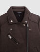 Schwarze Biker-Strickjacke, Fleece, Pailletten, Mädchen-8