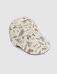 Omkeerbare pet beige met print en grijs babyjongens-7