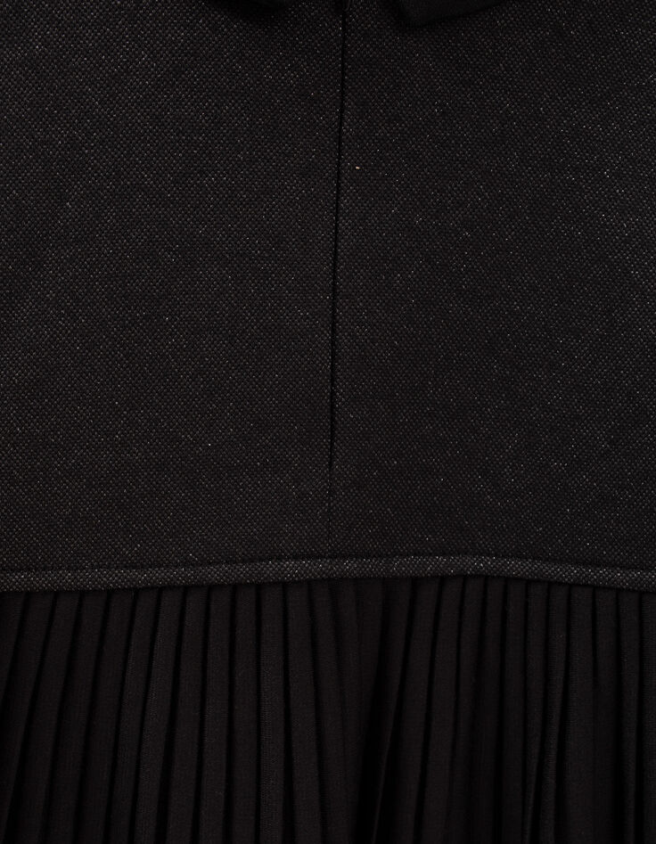 Vestido negro bimaterial espalda plisada niña-5