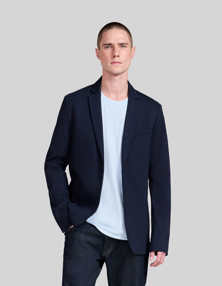Men's navy Interlock suit jacket-1