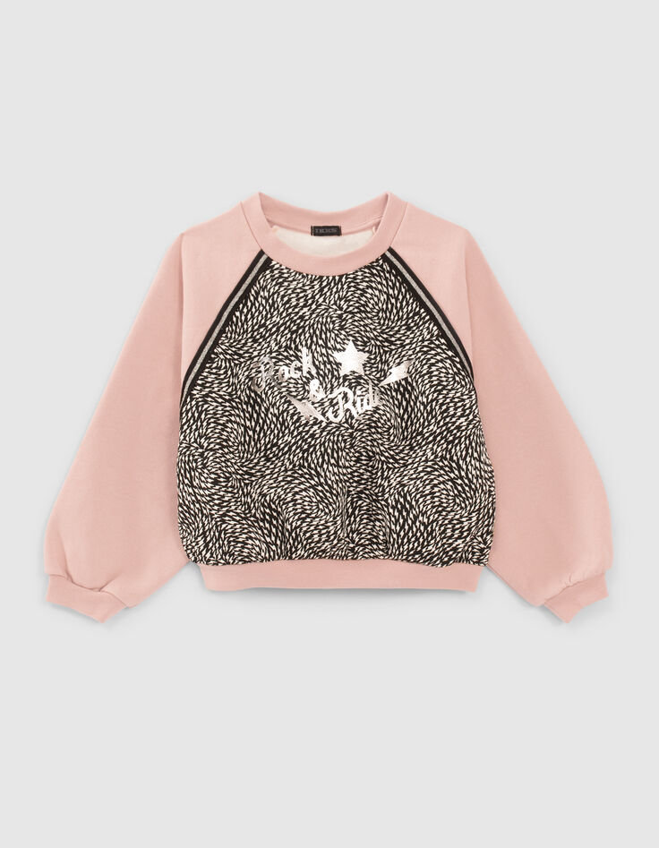 Roze sweater met grafische print meisjes-1