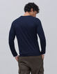 Marineblauw T-shirt met lange mouwen Heren-3