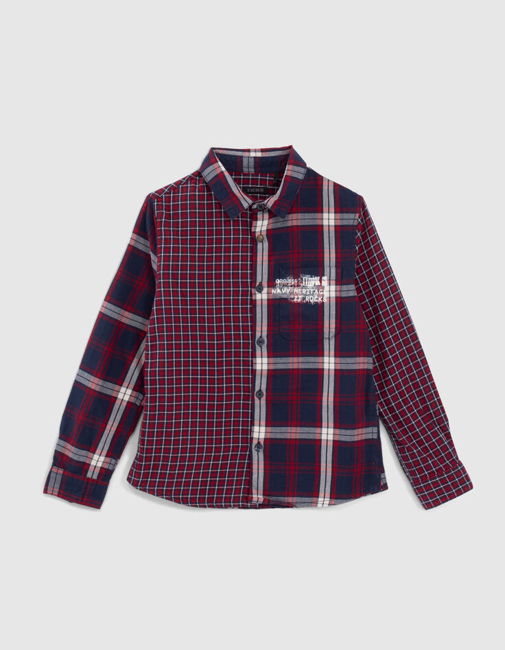 Chemise rouge motif carreaux garçon -1