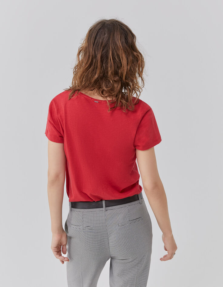 Women’s red studded slogan T-shirt-3