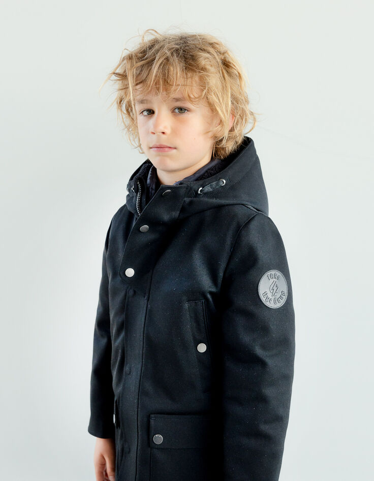 Boys’ black quilted lining hooded padded jacket-1