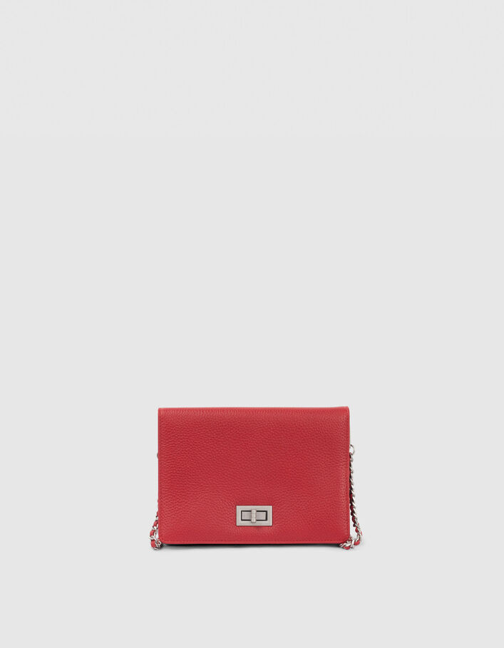 Women’s red grained leather The Escort clutch