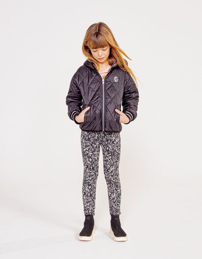 Girls’ black rock jungle/ecru reversible leggings - IKKS