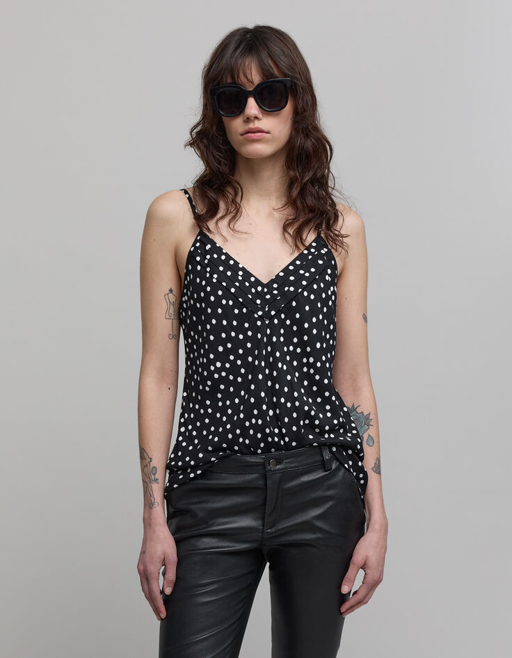 Black thin straps camisole LENZING™ ECOVERO™ polka dots-9