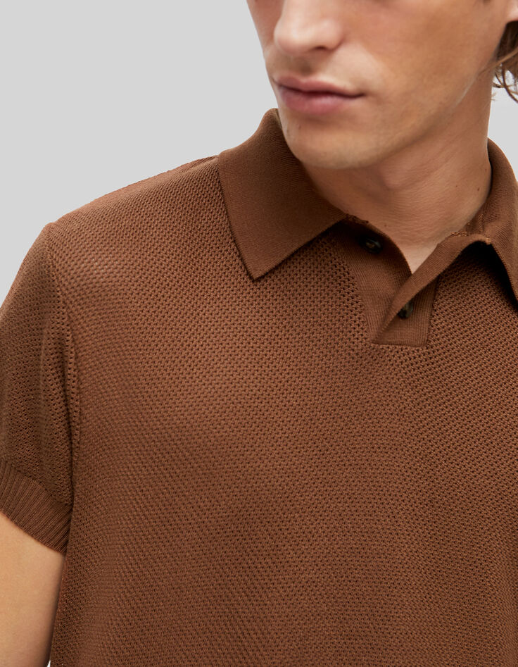 Pure Edition – Men’s amber openwork knit polo shirt-4