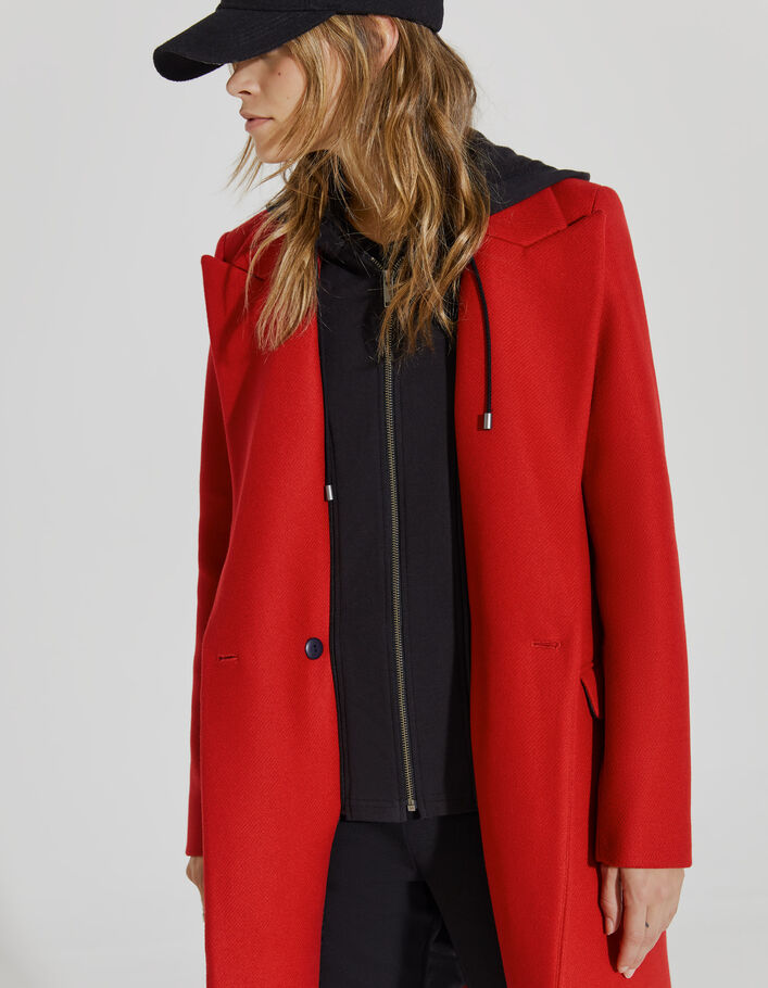 manteau rouge capuche femme